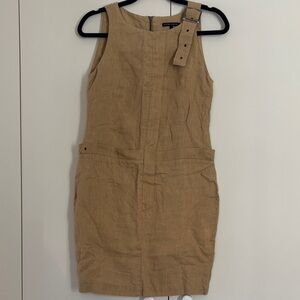 Sarah Pacini Tan Mini Dress with Shoulder Buckle